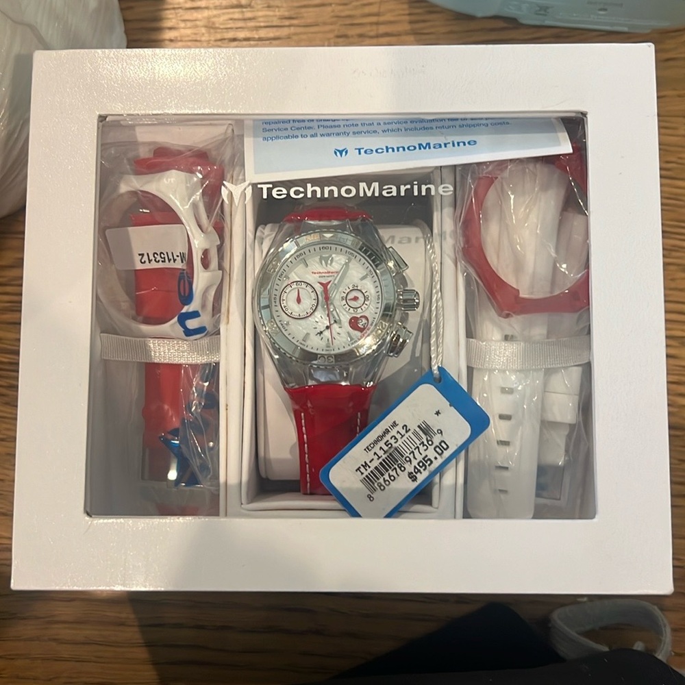Women's Technomarine Cruise Stainless Steel Quartz Watch Leather Band + 2 Straps